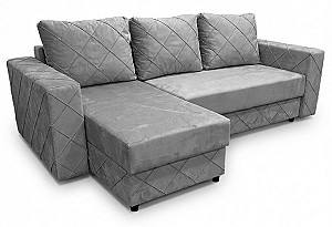Угловой диван Aurus Cristal 255x150 см (tick-tac) Серый