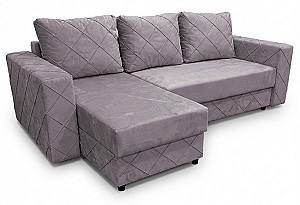 Угловой диван Aurus Cristal 255x150 см (tick-tac) Серо-Фиолетовый
