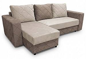 Угловой диван Aurus Cristal 255x150 см (tick-tac) Светло-Коричневый / Бежевый