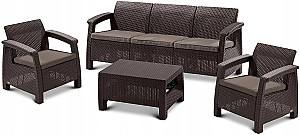 Set mobila de gradina Heniver Novara 3+1+1+T Maro