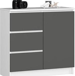 Comoda Akord 1D3SZ White/Graphite Gray
