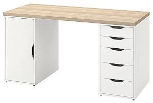 Masa de birou IKEA Lagkapten/Alex usa/sertare 140x60 Alb/Stejar Alb (Bej)