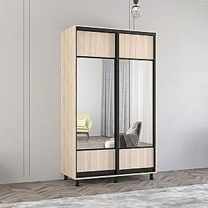 Dulap-cupe Mobildor Lux Aron 140 (2 oglinzi K1-orizontal) (profil negru) Stejar Sonoma