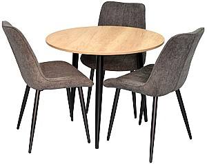 Набор стол и стулья Evelin DT 404-2 B + 3 scaune YTC-055 B / UF885-15 Dark Grey