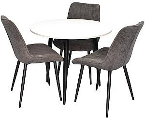 Набор стол и стулья Evelin DT 404-3 B + 3 стула YTC-055 B / UF885-15 Dark Grey
