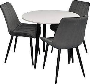 Набор стол и стулья Evelin DT 404-3B + 3 стула YTC-055B / BLU-14 (Dark Grey)