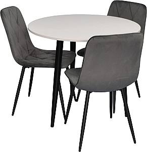 Набор стол и стулья Evelin DT 404-3B + 3 стула YTC-080 B / BLU-14 (Dark Grey)