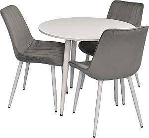 Набор стол и стулья Evelin DT 404-5Wh + 3 стула YTC-055 Wh / BLU-13 (Light Grey)