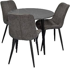 Набор стол и стулья Evelin DT 404-6B + 3 стула YTC-055 B / UF885-15 (Dark Grey)