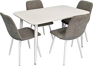 Набор стол и стулья Evelin DT 405-4Wh + 4 стула YTC-078 Wh / UF885-14 (Grey)