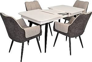 Набор стол и стулья Evelin DT 432-1R B + 4 стула QT-227 B / UF885-13 (Light Grey) / UF885-15 (Dark Grey)