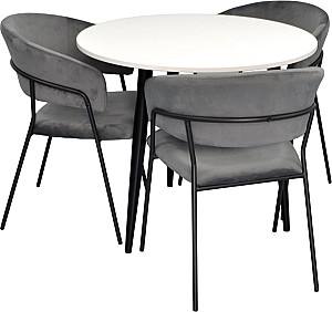 Набор стол и стулья Evelin DT 404-3B + 3 стула YTC-097 B / UF BLU-14 (Dark Grey)