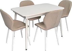 Set de masa si scaune Evelin DT 531R Wh  + 4 scaune YTC-064 Wh / BJORN-24 (Light Beige)