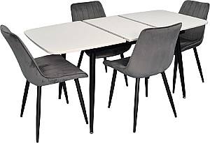 Set de masa si scaune Evelin DT 532R B + 4 scaune YTC-055 B / BLU-14 (Dark Grey)