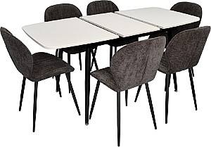 Set de masa si scaune Evelin DT 532R B + 6 scaune YTC-064 B / UF885-15 (Dark Grey)