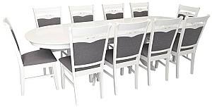 Набор стол и стулья Evelin HV-33V White + 10 стульев HV-3167 White / NV-10WP Grey