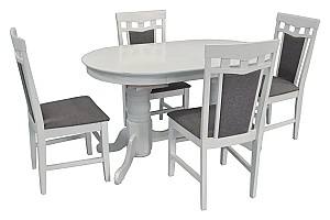 Набор стол и стулья Evelin HV-31N White + 4 стула Deepa R White / NV-10WP Grey