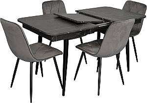Set de masa si scaune Evelin DT 431-3R B + 4 scaune YTC-080B BLUVEL-14 (Dark Grey)