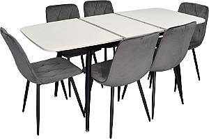 Set de masa si scaune Evelin DT 532R B + 6 scaune YTC-080 B / BLUVEL-14 (Dark Grey)