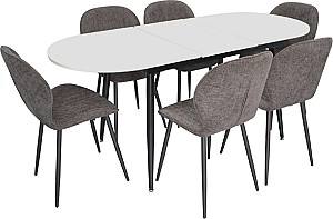 Набор стол и стулья Evelin DT 533R B + 6 стульев YTC-064 B / UF885-15 (Dark Grey)