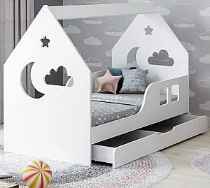Pat copii Happy Babies Cloud L04 cu sertar 80x160 Alb