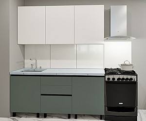 Set mobila bucatarie PS Gola-0 (Trendy Panel) 1.8 m White(Alb)/Relax Green(Verde)