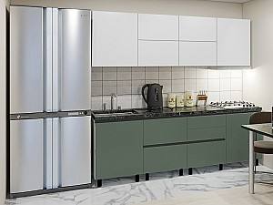 Set mobila bucatarie PS Gola-3 (Trendy Panel) 2.4 m White(Alb)/Relax Green(Verde)