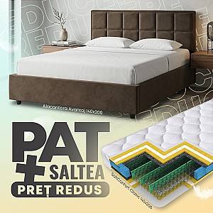 Pat Alcantara Avantaj 140x200 Maro + Saltea Salt Confort Clasic 140x200