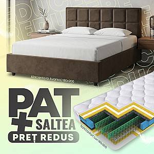 Pat Alcantara Avantaj 180x200 Maro + Saltea Salt Confort Lux 180x200