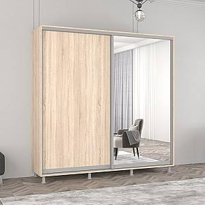 Dulap-cupe Mobildor Lux Aron 220 (1 oglinda, 1 PAL) Stejar Sonoma