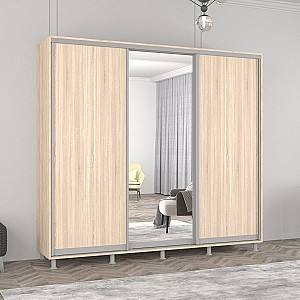 Dulap-cupe Mobildor Lux Aron 250 (1 oglinda, 2 PAL) Stejar Sonoma
