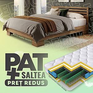 Pat Aurus Nobilis 160x200 Stejar Închis + Saltea Salt Confort Clasic 160x200
