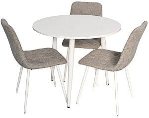 Набор стол и стулья Evelin DT 404-5 Wh + 3 стула YTC-080 Wh / UF885-14 Grey