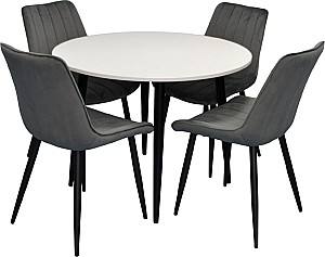 Set de masa si scaune Evelin DT 402-3B + 4 scaune YTC-055 B / BLUVEL-14 (Dark Grey)
