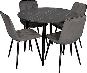 Set de masa si scaune Evelin DT 402-6B + 4 scaune YTC-080B BLUVEL-14 (Dark Grey)