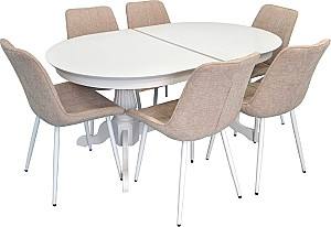Набор стол и стулья Evelin HV-33V White + 6 стульев YTC-055 Wh / UF885-03