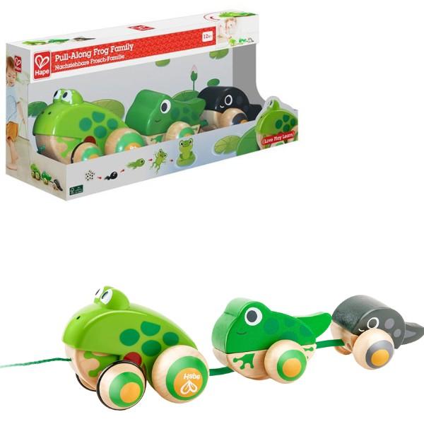 Интерактивная игрушка Hape тянуть шнурок Семейство лягушек на прогулке