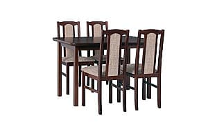 Набор стол и стулья Drewmix Max 4S + Boss 7 (4 scaune) Brown