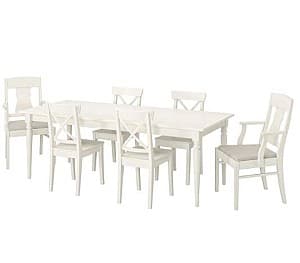 Набор стол и стулья IKEA Ingatorp / Ingolf Whit  Nordvalla-Beige (6 стулья )