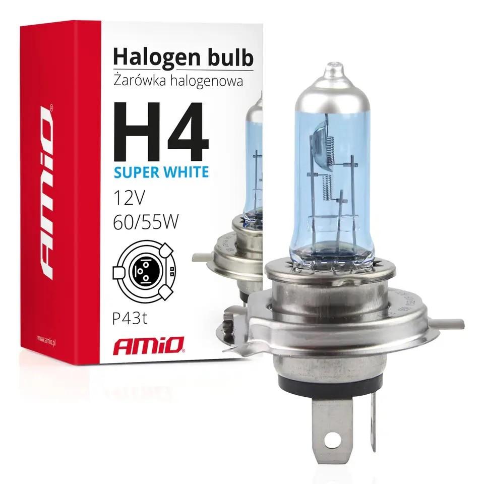 Автомобильная лампа Amio H4 12V 60/55W Super White (01269)