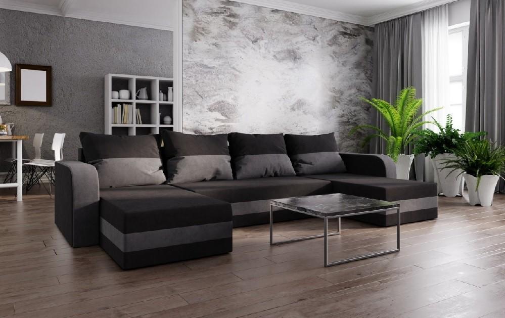 Canapea coltar Space Meble Hewlet U Bis Mikrofaza 15/Mikrofaza 27 (Black/Gray)