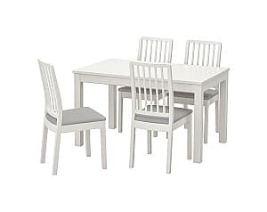 Набор стол и стулья IKEA Laneberg/Ekedalen 130x190x80 Белый/Белый Серый (1+4)