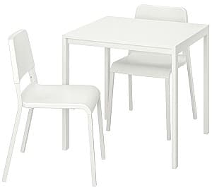 Набор стол и стулья IKEA Melltorp/Teodores 75x75 Белый/Белый (1+2)
