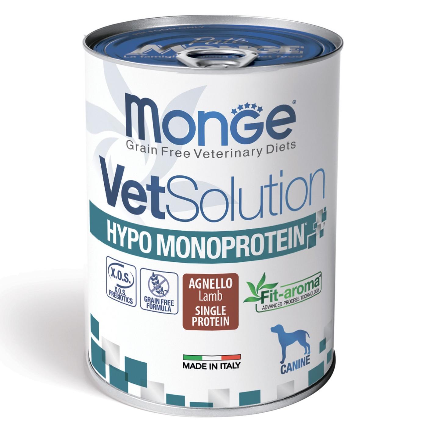 Hrana umeda pentru caini Monge VETSOLUTION HYPO MONOPROTEIN LAMB 400gr