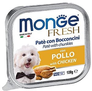 Hrană umedă pentru câini Monge FRESH Pate and chunkies with chicken 100gr