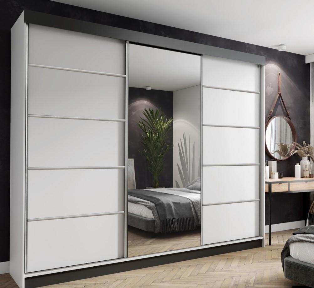 Dulap-cupe Prime Furniture Amo 250x200x62 Alb/Negru/Argintiu