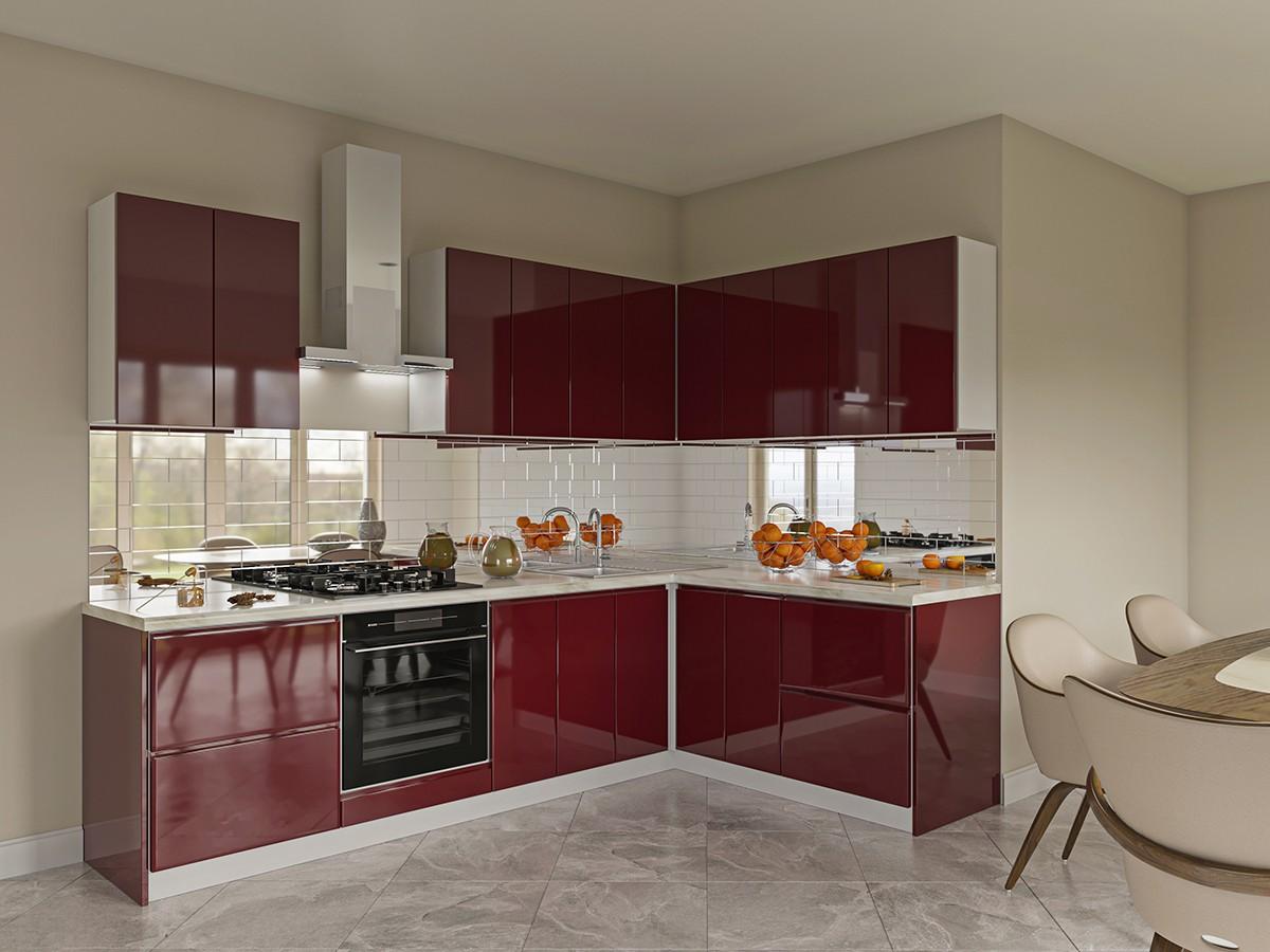 Set mobila bucatarie Confort-NV Royal Gloss 2.6x1.7 m Wine Red