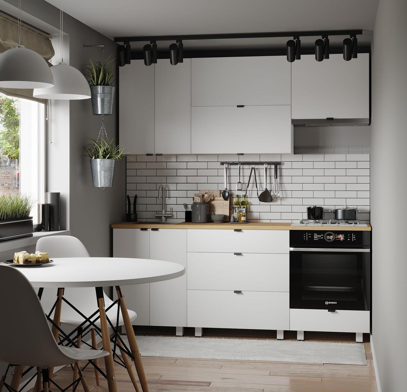 Set mobila bucatarie Fabrik Home Como MDF 2000 mm White mat