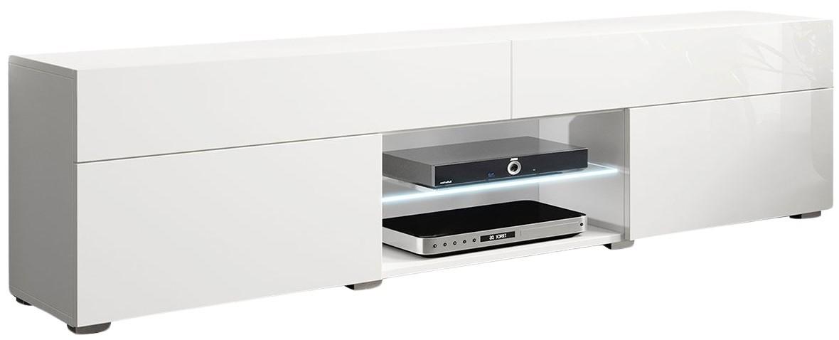 Tumba pentru televizor Bratex Carrera 180 Alb/Alb Lucios