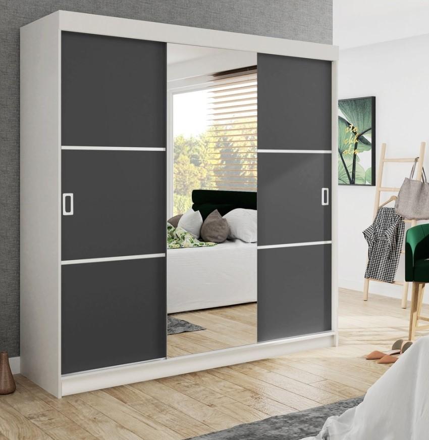 Dulap-cupe Prime Furniture Bill 3 200x205x59 Alb/Grafit (Gri)